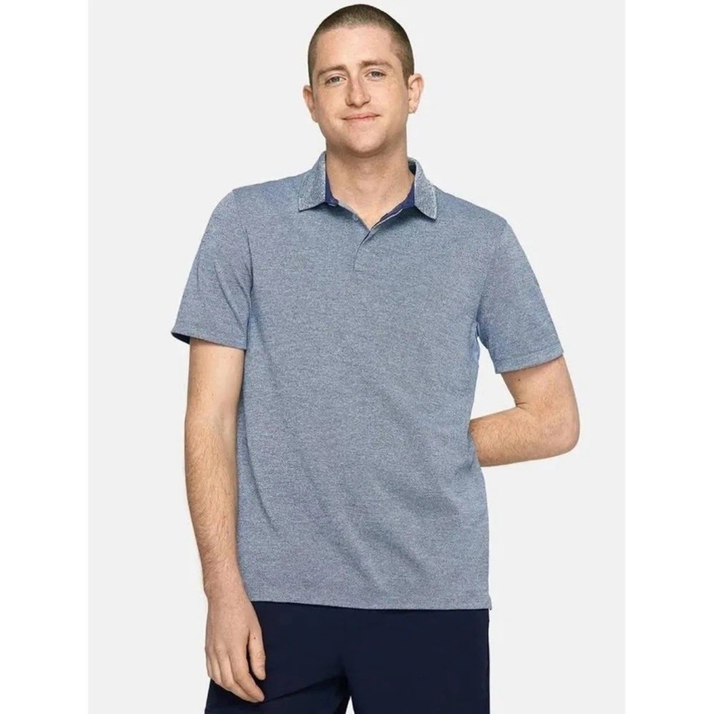 Outdoor Voices Clubknit Performance Heather  Blue Gray Polo Golf Shirt XL